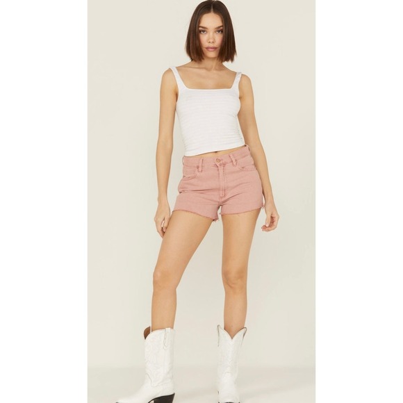 WRANGLER WOMEN'S HIGH RISE DENIM FESTIVAL SHORTS 26 / 2 New Peach - Picture 1 of 6
